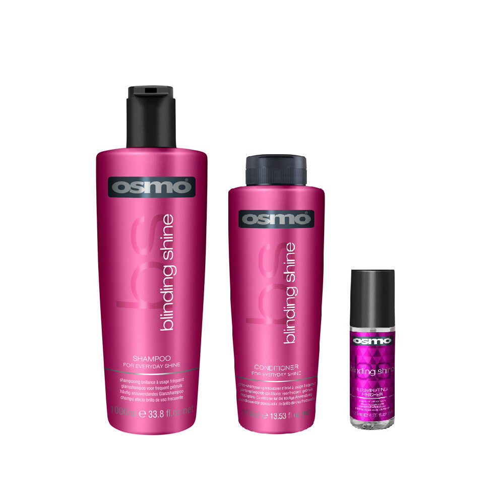 Osmo Blinding Shine Shampoo 1000ml, Conditioner 400ml and Illuminating Finisher 125ml