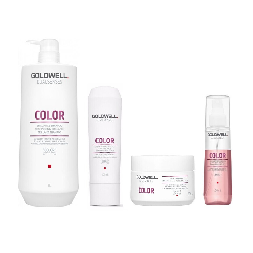 Goldwell Dualsenses Color Shampoo 1000Ml, Conditioner 200Ml, 60Sec Treatment 200Ml, Serum Spray 150Ml