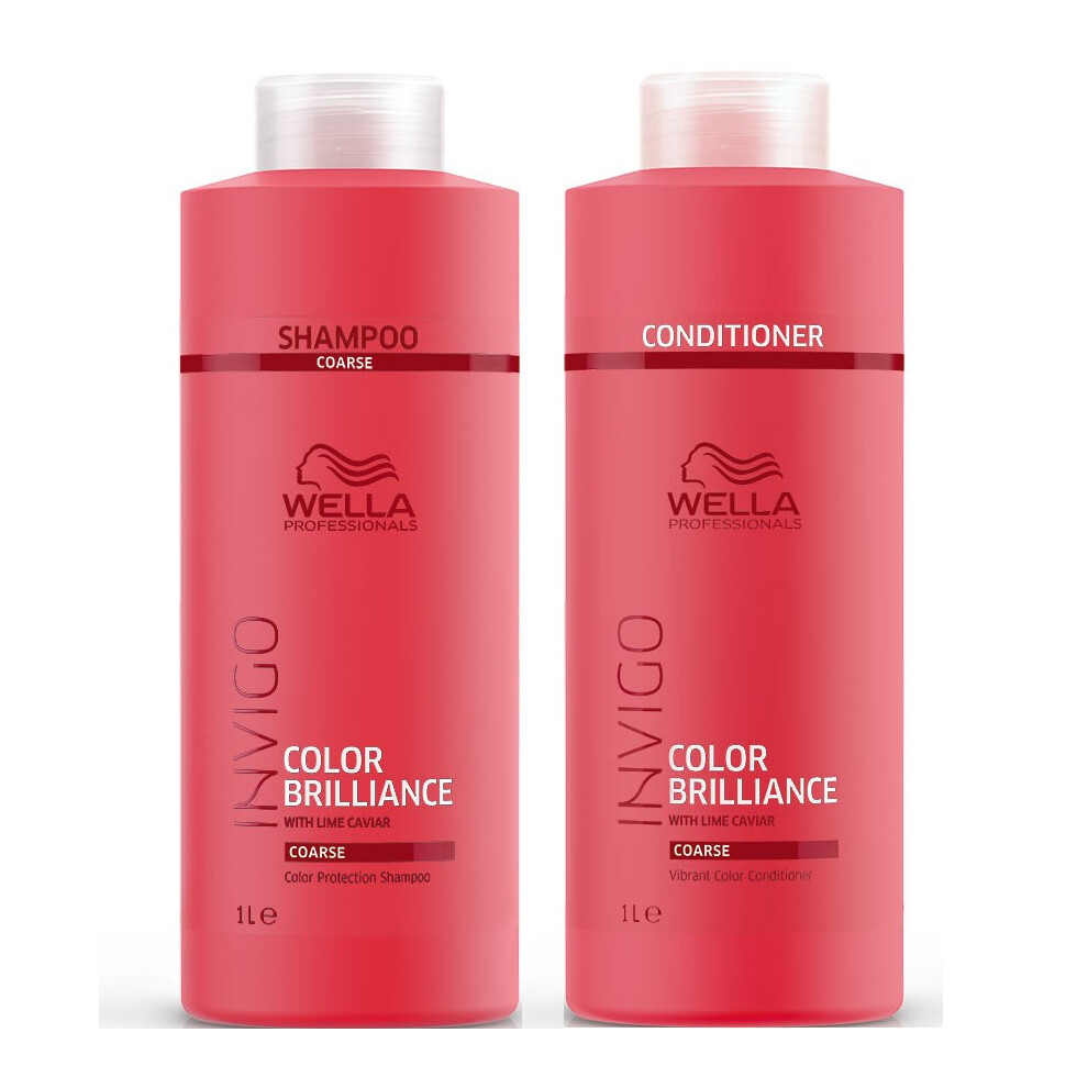 Wella INVIGO Color Brilliance Color Protection Coarse Shampoo 1000ml and Vibrant Color Conditioner 1000ml