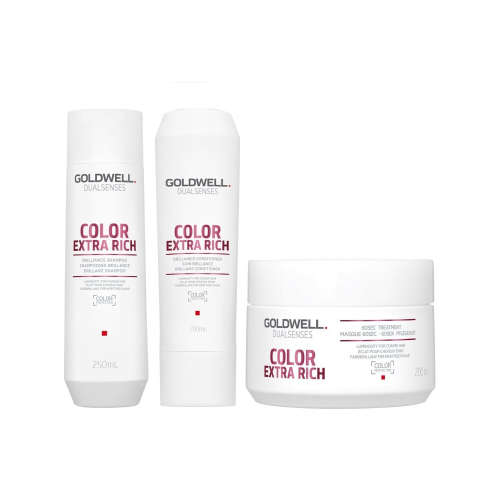 Goldwell Dualsenses Color Extra Rich Shampoo 250ml, Conditioner 200ml and 60sec Treatment 200ml