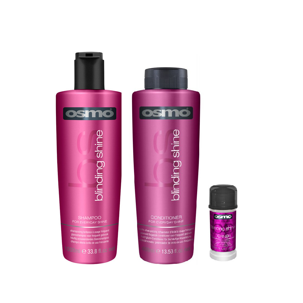 Osmo Blinding Shine Shampoo 1000ml, Conditioner 1000ml and Definer 40ml