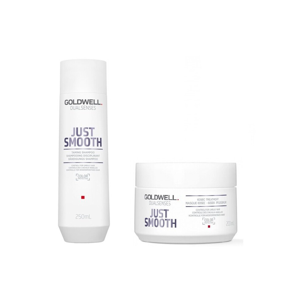 Goldwell Dualsenses Just Smooth Taming Shampoo 250ml and 60sec Treatment 200ml