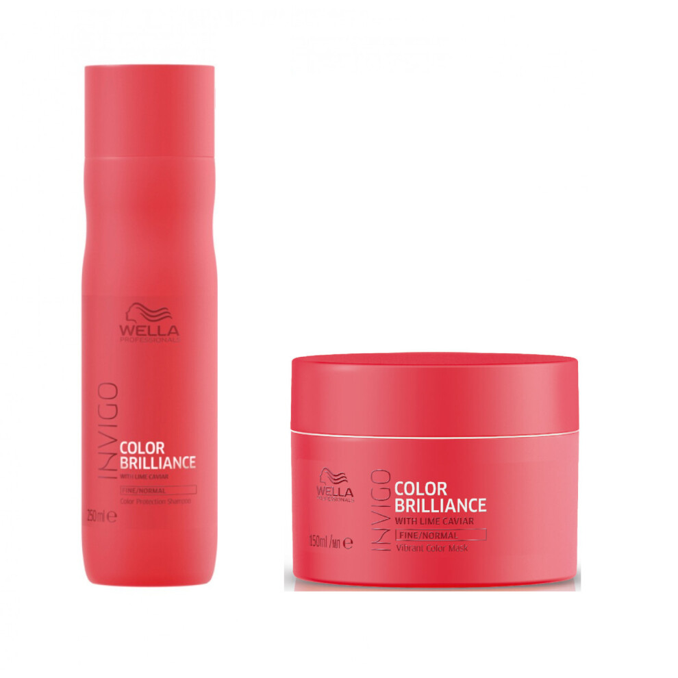 Wella INVIGO Color Brilliance Color Protection Fine/Normal Shampoo 250ml and Vibrant Color Mask 150ml