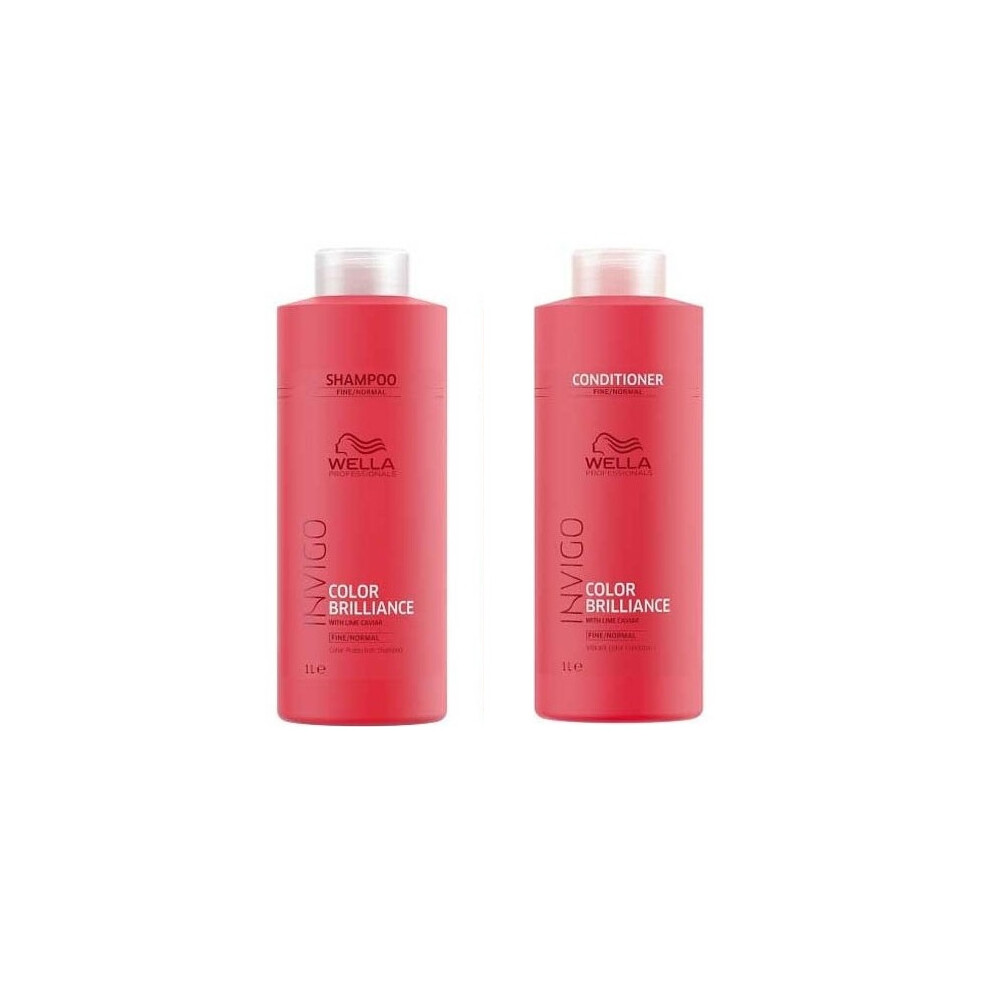 Wella INVIGO Color Brilliance Color Protection Fine/Normal Shampoo 1000ml and Vibrant Color Conditioner 1000ml