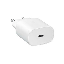 (Adapter Only) Official Samsung 2 Pin 2 Amp 25 Watt Super Fast Mains Charger USB-C Data Cable In White