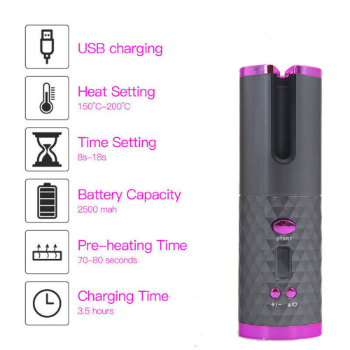 Ranpo Rizador de pelo portátil automático inalámbrico recargable 1