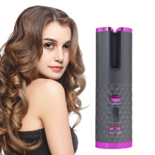 Cordless Automatic Hair Curler - Portable & Rechargeable USB, LCD Display, Ionic Ceramic, 150-200C, Auto-Shutoff