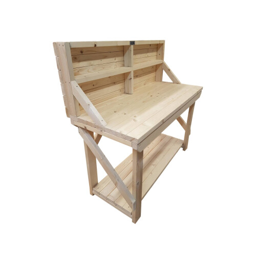 (6ft, Legs With Wheels) Acorn Wooden Workbench With Back Panel 1
