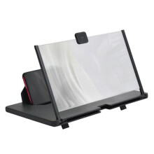 (Black) 3D HD Folding Adjustable Mobile Phone Screen Magnifier Amplifier Stand Portable
