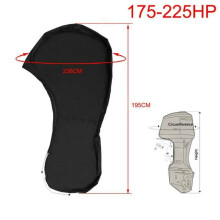 (Black, 175-225HP) Fit - 225HP Motor Full Outboard Boat Engine Waterproof Cover Black 600D Oxford