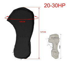 (Black, 20-30HP) Fit - 225HP Motor Full Outboard Boat Engine Waterproof Cover Black 600D Oxford