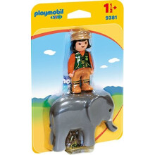 PLAYMOBIL 9381 - PLAYMOBIL 1.2.3 - Cuidadora con elefantito - Niño - 2 piezas - Alemania