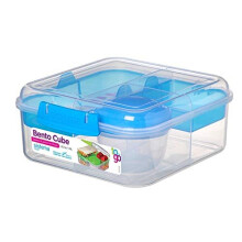 Sistema Bento Cube Box to Go with Fruit/Yogurt Pot, 1.25 L - Assorted Colours