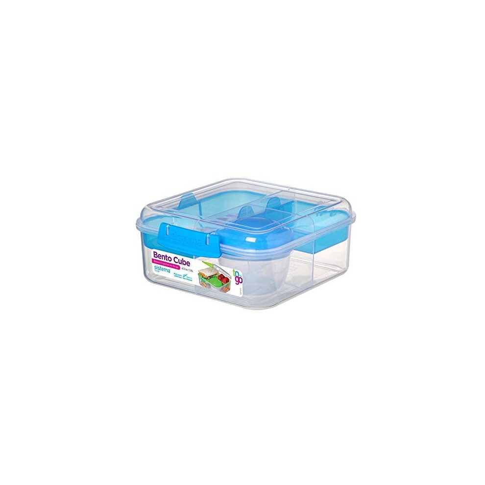 Sistema Bento Cube Box To Go With Fruit/Yogurt Pot, 1.25 L - Assorted Colours