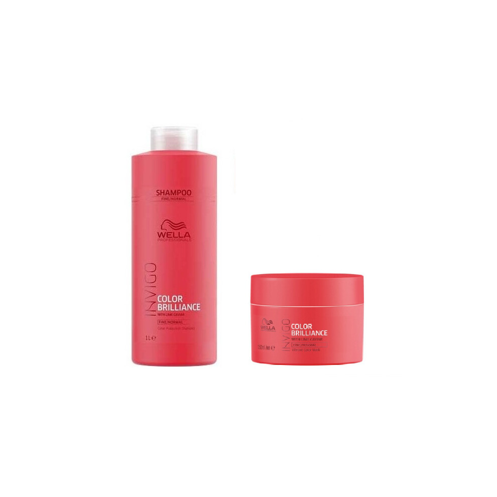 Wella INVIGO Color Brilliance Color Protection Fine/Normal Shampoo 1000ml and Vibrant Color Mask 150ml