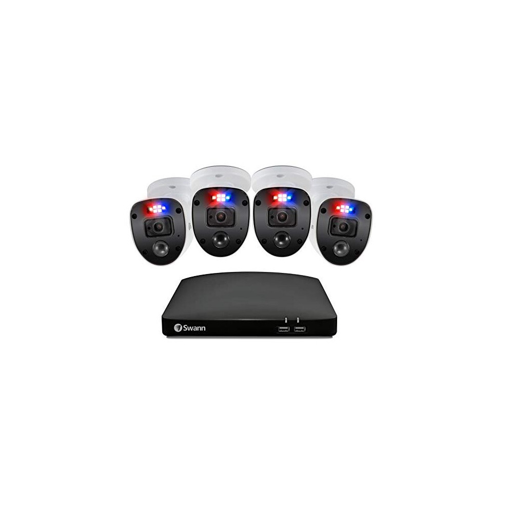 Swann CCTV Kit, 8 Channel 1080p Full HD 1TB HDD DVR-4680 with 4 x PRO-1080SL Enforcer Bullet Analogue CCTV Cameras - Works with Google Assistant and A