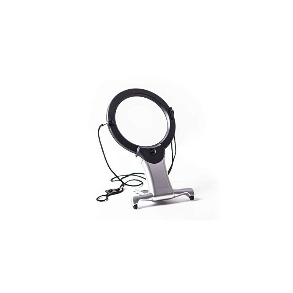Purelite Silver/Black 2-In-1 Illuminated Hands-Free Magnifier (Led), & 14X2.5x22.5 Cm