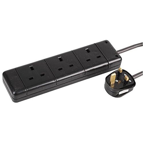 PRO ELEC - Extension Lead, 3 Socket, 2 Metres (Black)