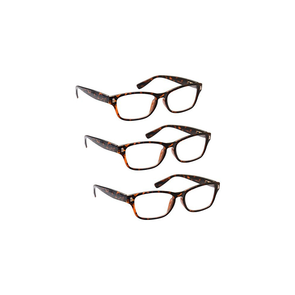 The Reading Glasses Company Brown Uv Reader Tortoiseshell Reading Glasses Value 3 Pack Mens Womens Spring Hinges Uvr3pk010 +2.00