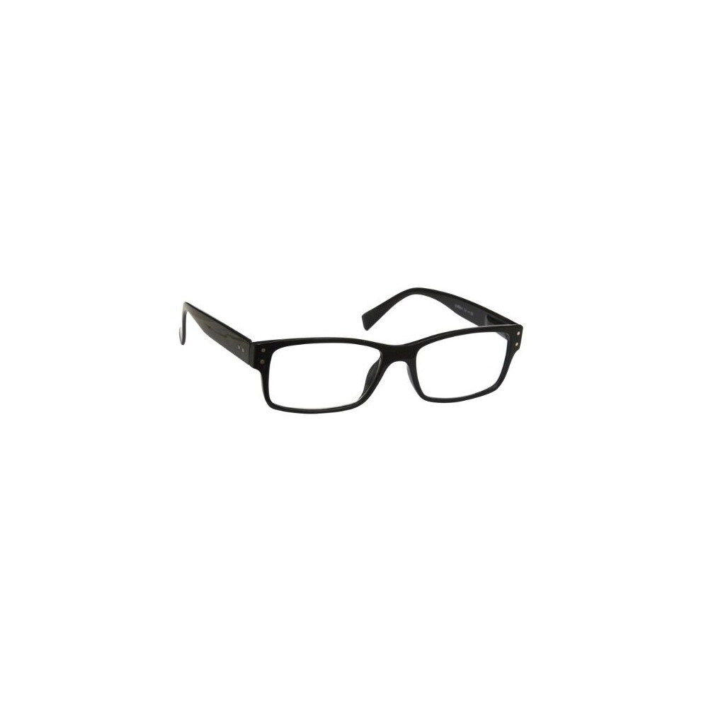 The Reading Glasses Company Black Mens Large Designer Style Readers Spring Hinges R11-1 +2.50