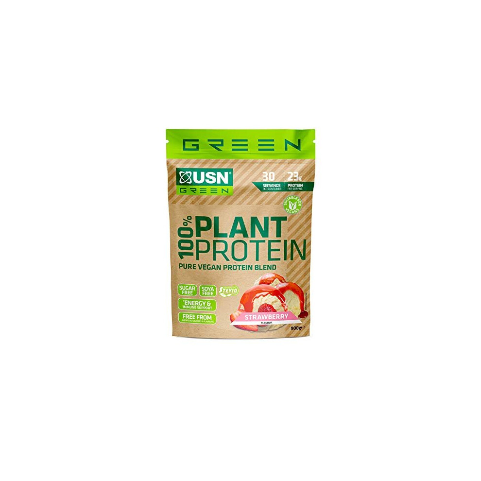 Usn 100 Percent Pure Plant Protein Strawberry: 100% Vegan Whey Protein, Sugar Free Plant Protein Shake