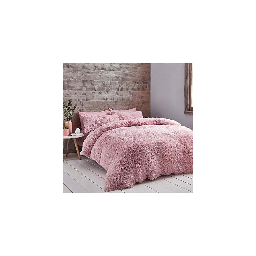 Catherine Lansfield Cuddly Super King Duvet Set Blush