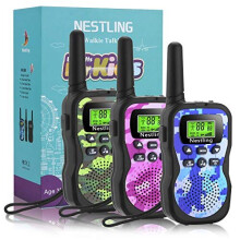 Nestling Walkie Talkie for Children Long Range 3 km, 8 Channels Two-Way Radio VOX 10 Call Tones, Lockable Channels, Christmas Gift, Pack of 3