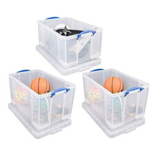 Really Useful Box 2x 84 Litre + 1x64 Litre Storage Box Clear