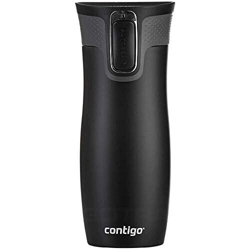 Contigo Contigo West Loop Autoseal Ταξιδιωτικό Μπουκάλι, Ανοξείδωτο Θερμικό Φλασκ, 470 ml, Μαύρο