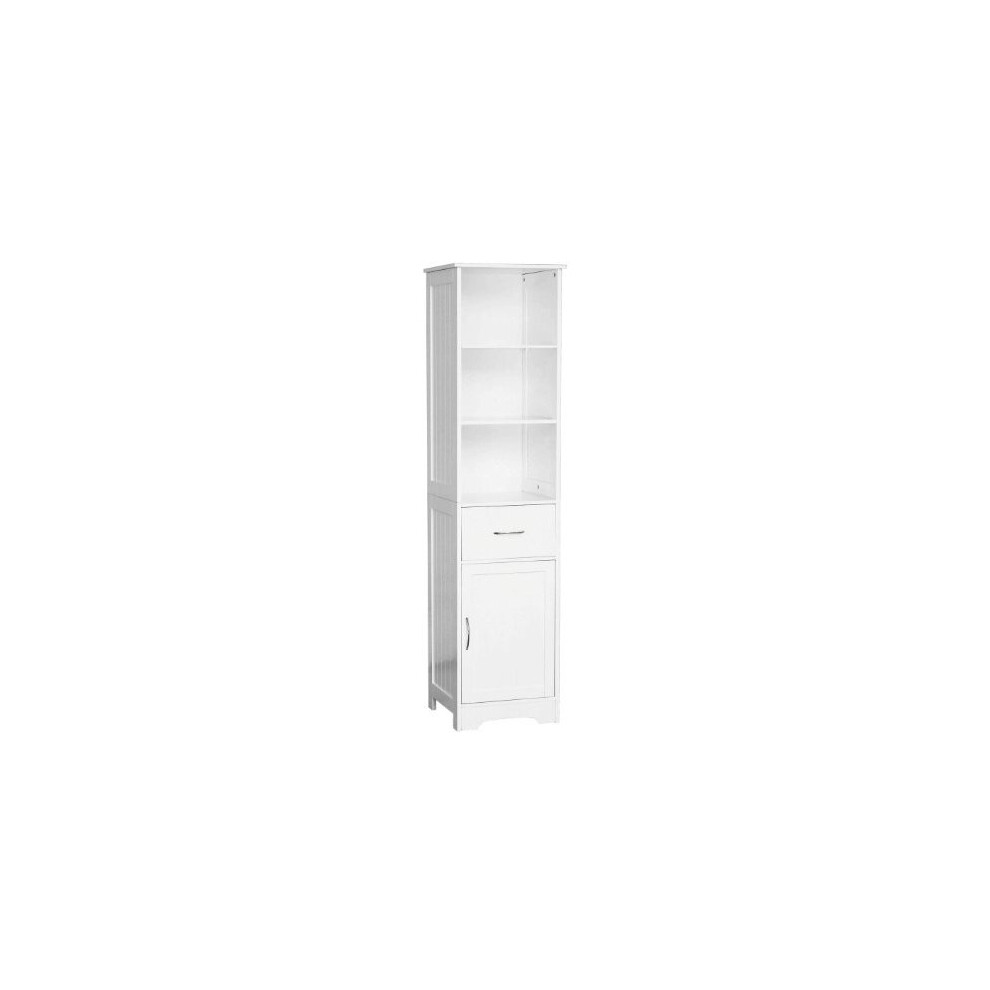 Premier Housewares 3 Shelf White Tall Bathroom Storage Cabinet Bathroom Cabinet Storage Bathroom Wall Cabinets Wooden Bathroom Cupboard H160xW38xD40