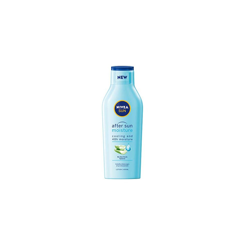 Nivea SUN After Sun Moisturising Soothing Lotion (400 ml), Cooling Moisturiser with Aloe Vera, Naturally Soothing After Sun Care with 24-Hour Effectiv