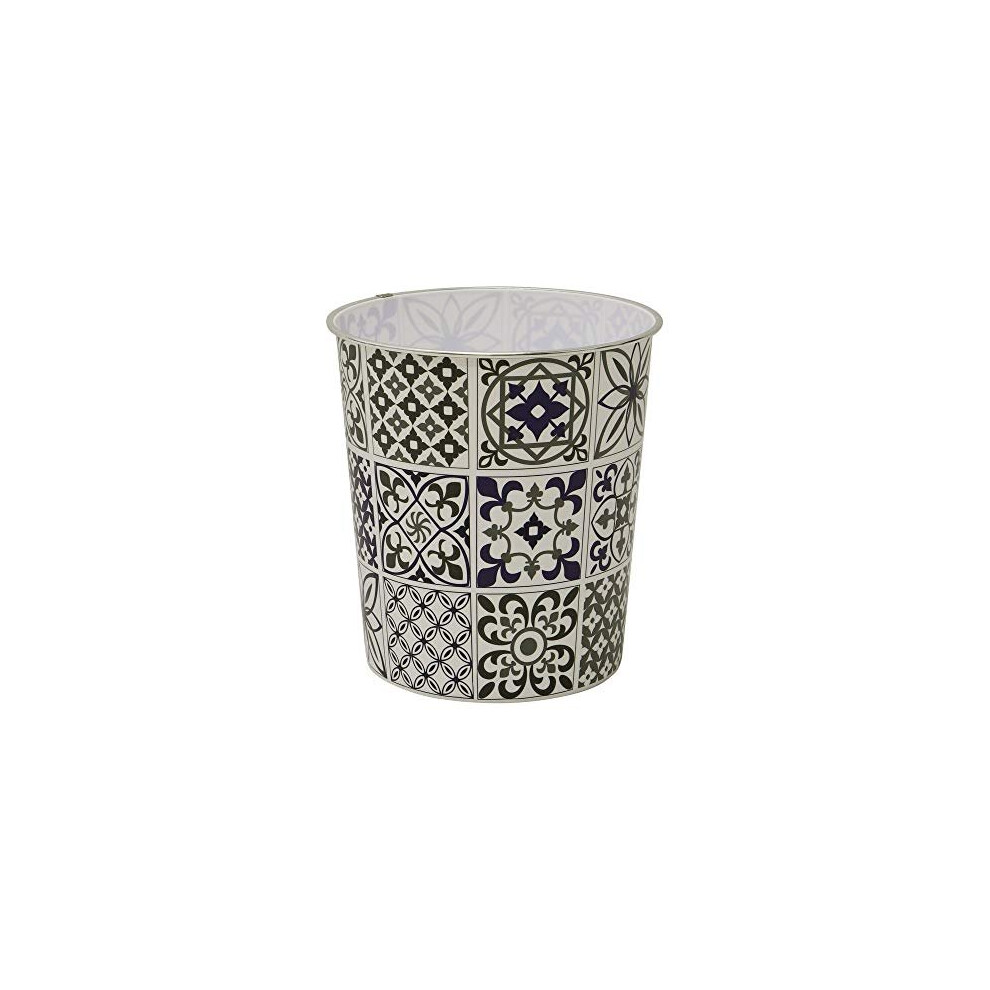 JVL Mosaic Navy Waste Paper Bin, 27cm x 25cm approx, Polypropylene, Small