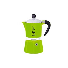 Bialetti Rainbow Espresso Maker for 3 Cups, Aluminium, Green, 30 x 20 x 15 cm