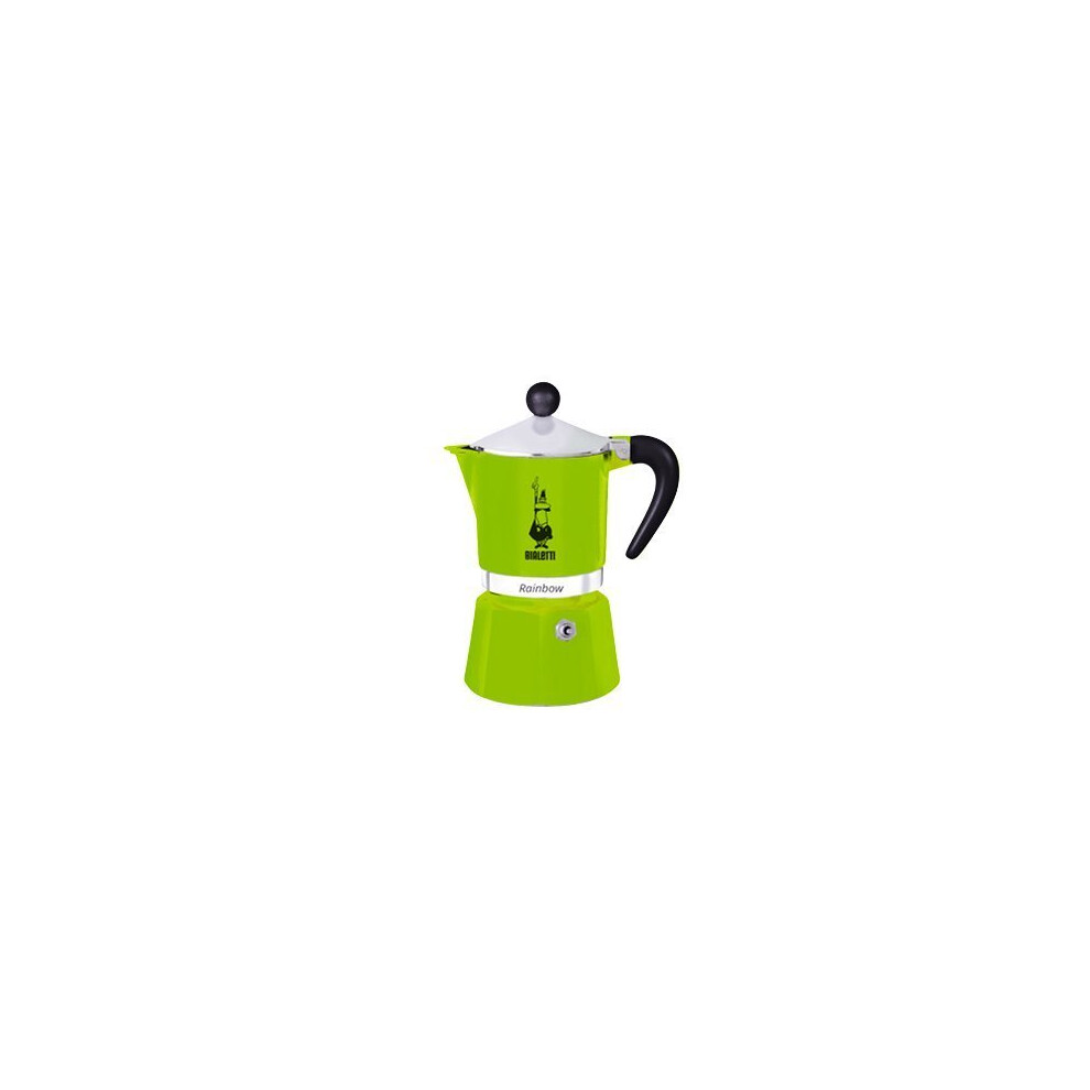 Bialetti Rainbow Espresso Maker for 3 Cups, Aluminium, Green, 30 x 20 x 15 cm