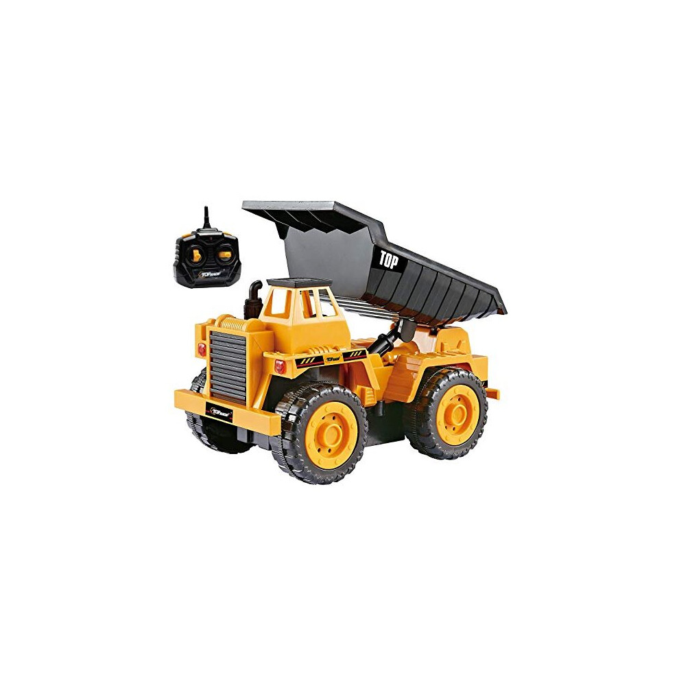 Top Race TR-112S 5 Channel Fully Functional Remote Control Construction Kids Size Designed for Small Hands (Dump Truck)