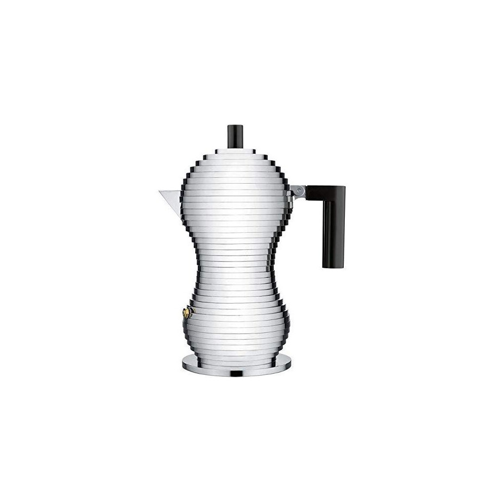 Alessi Pulcina Espresso Coffee Maker In Cast Aluminium. Handle And Knob In Pa, 3 Cups Black