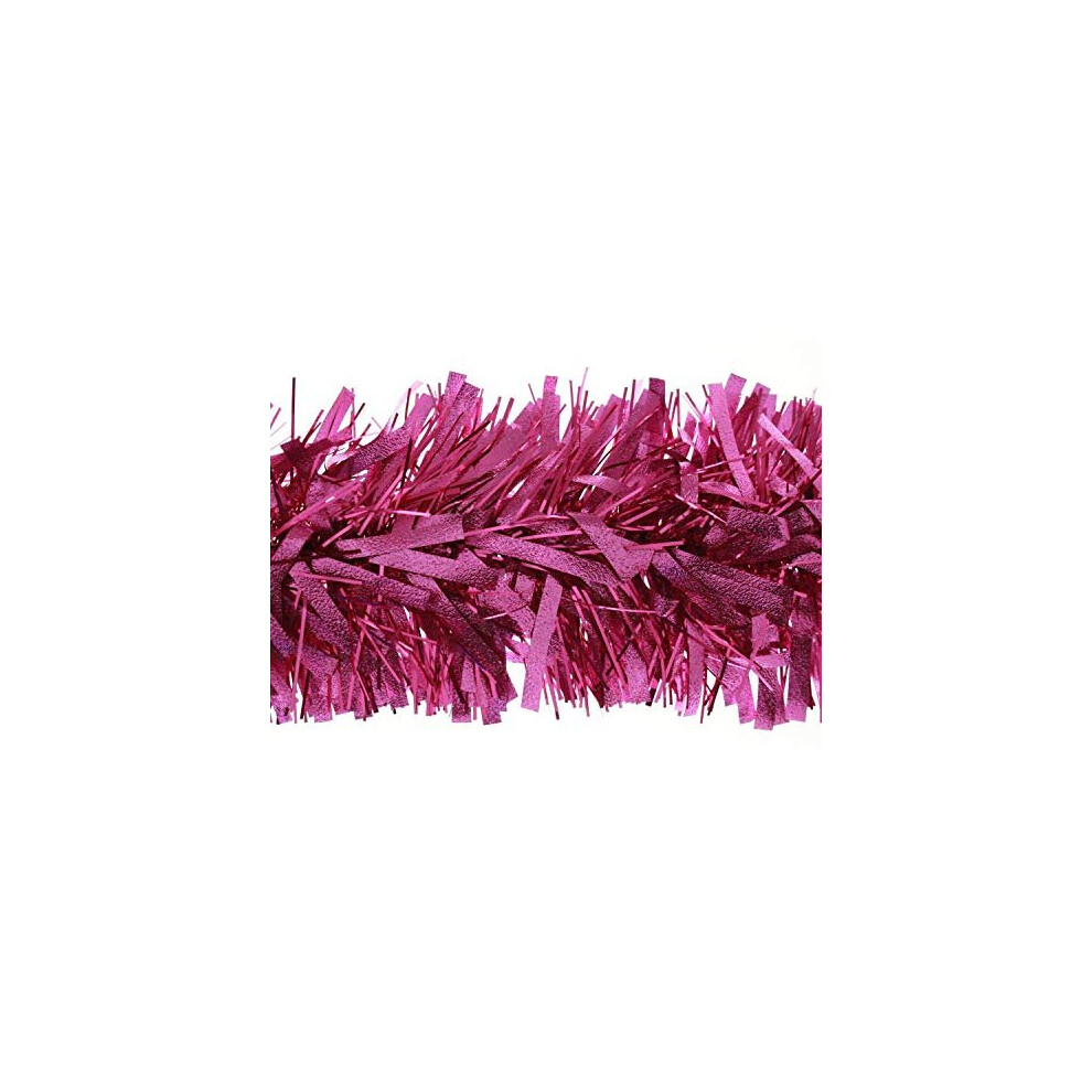 SHATCHI 1.8m/6Ft Deluxe Thick Chunky Wide Hot Pink Shiny Tinsel Garland Christmas Tree Decorations