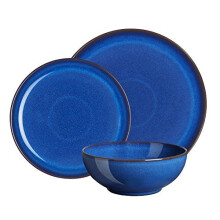 Denby 12-Piece Stoneware Imperial Breakfast Plate & Bowl Set, Blue