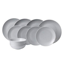 Royal Doulton Gordon Ramsay Maze 1054416 12 Pc Dinnerware Set Light Grey,Stoneware