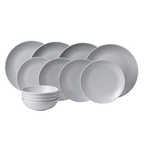 Royal Doulton Gordon Ramsay Maze 1054416 12 Pc Dinnerware Set Light Grey,Stoneware