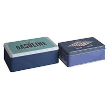 Premier Housewares Kitchen Storage Tin, Rectangular, Multi-Colour, Set of 2 - Hot Rod
