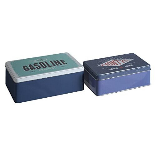 Premier Housewares Premier Housewares Kitchen Storage Tin, Rectangular, Multi-Colour, Set of 2 - Hot Rod