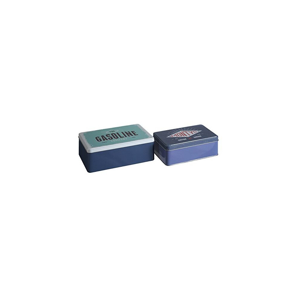Premier Housewares Kitchen Storage Tin, Rectangular, Multi-Colour, Set Of 2 - Hot Rod