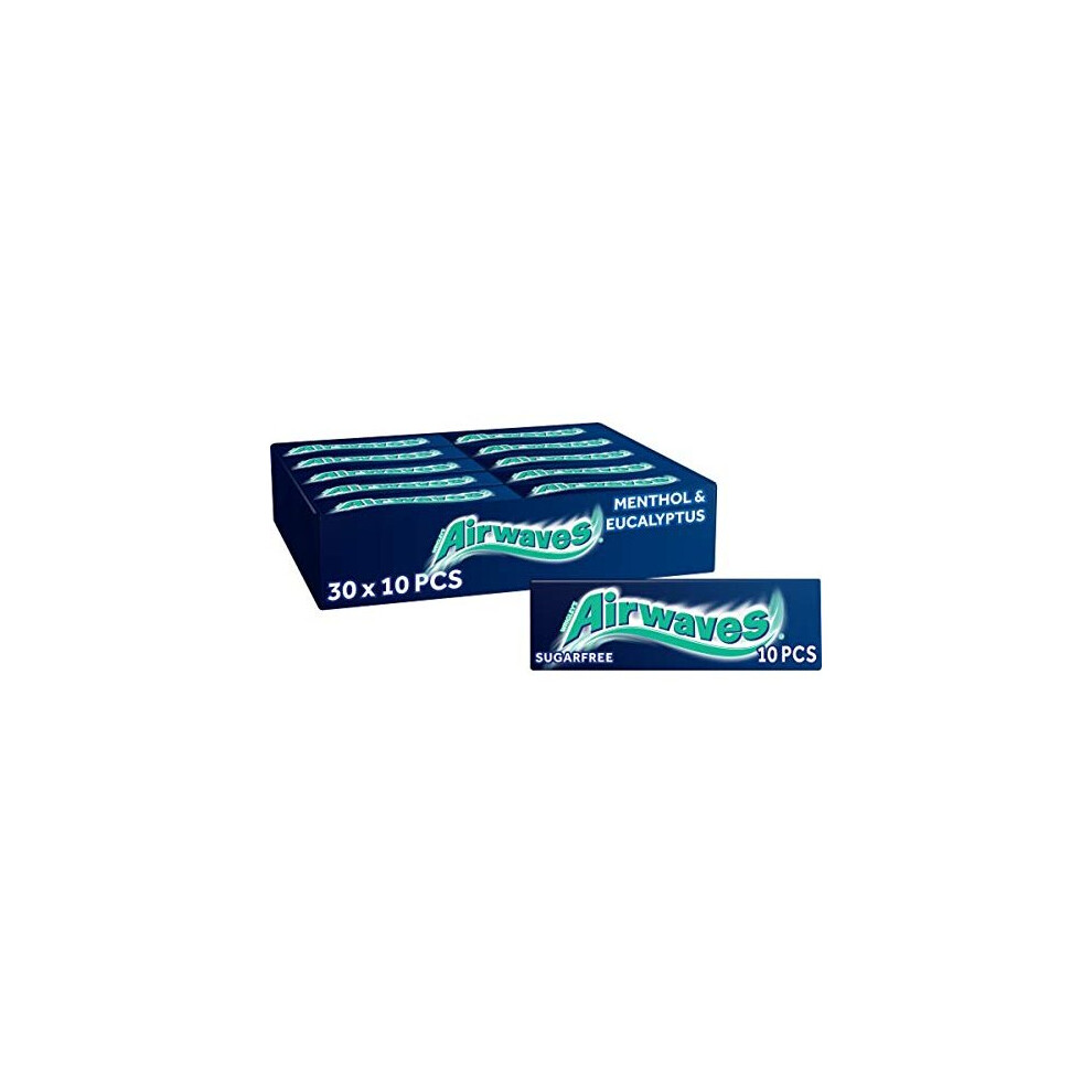 Airwaves Chewing Gum, Sugar Free, Menthol and Eucalyptus, 30 Packs of 10 Pieces