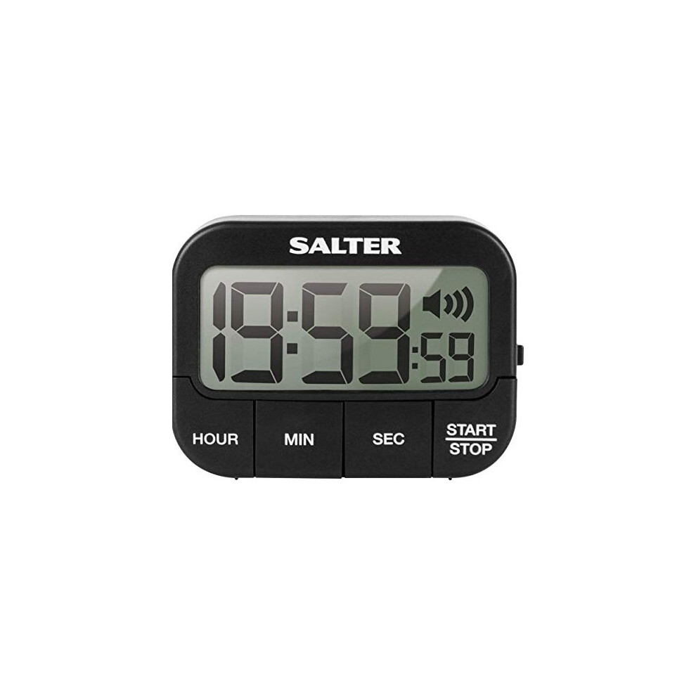 Salter 355 BKXCDU Kitchen Digital Display Count up or Countdown Timer, Adjustable Loud Beeper, Large Start/Stop Button, Memory Function, Magnetic or S
