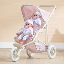 Olivia's Little World OL-00004 Polka Dots Princess Baby Doll Twin Jogging Stroller-Pink & Grey, Double Pink