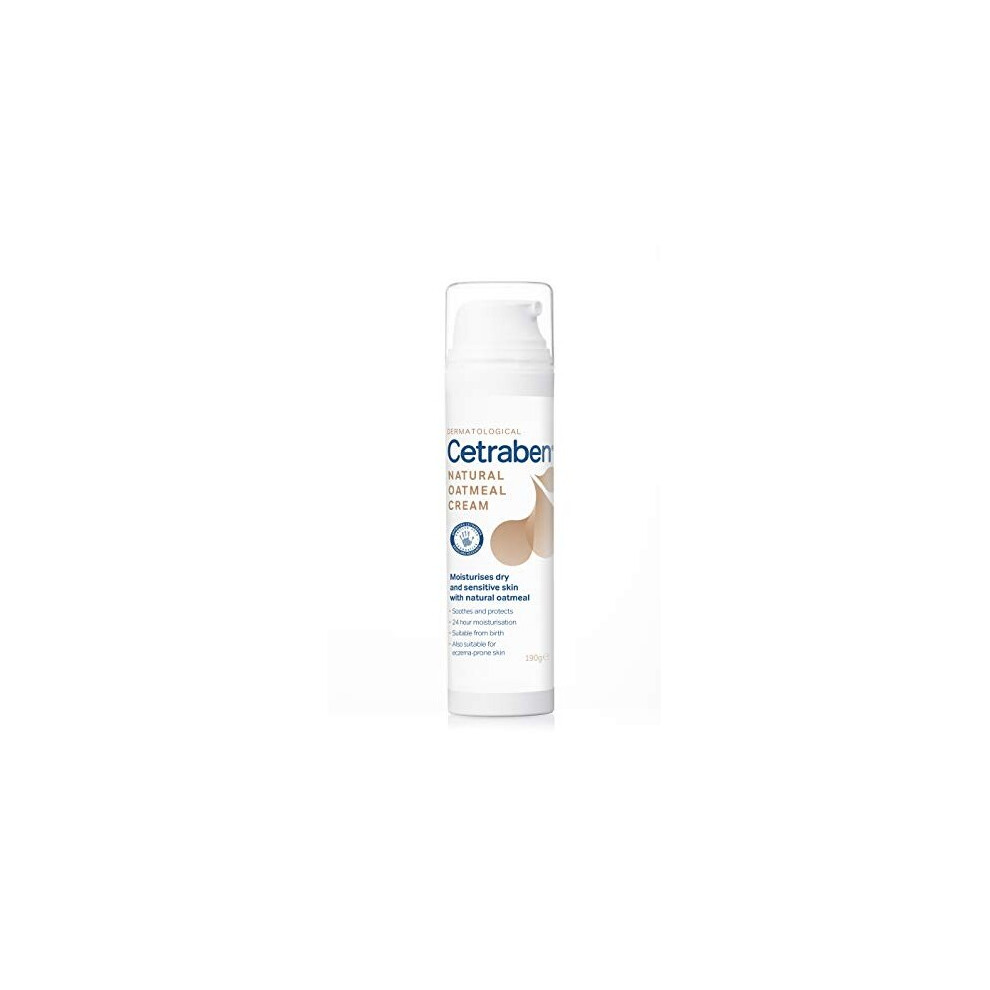 Cetraben Natural Oatmeal Cream 190G - Body Cream For Dry, Sensitive & Eczema-Prone Skin