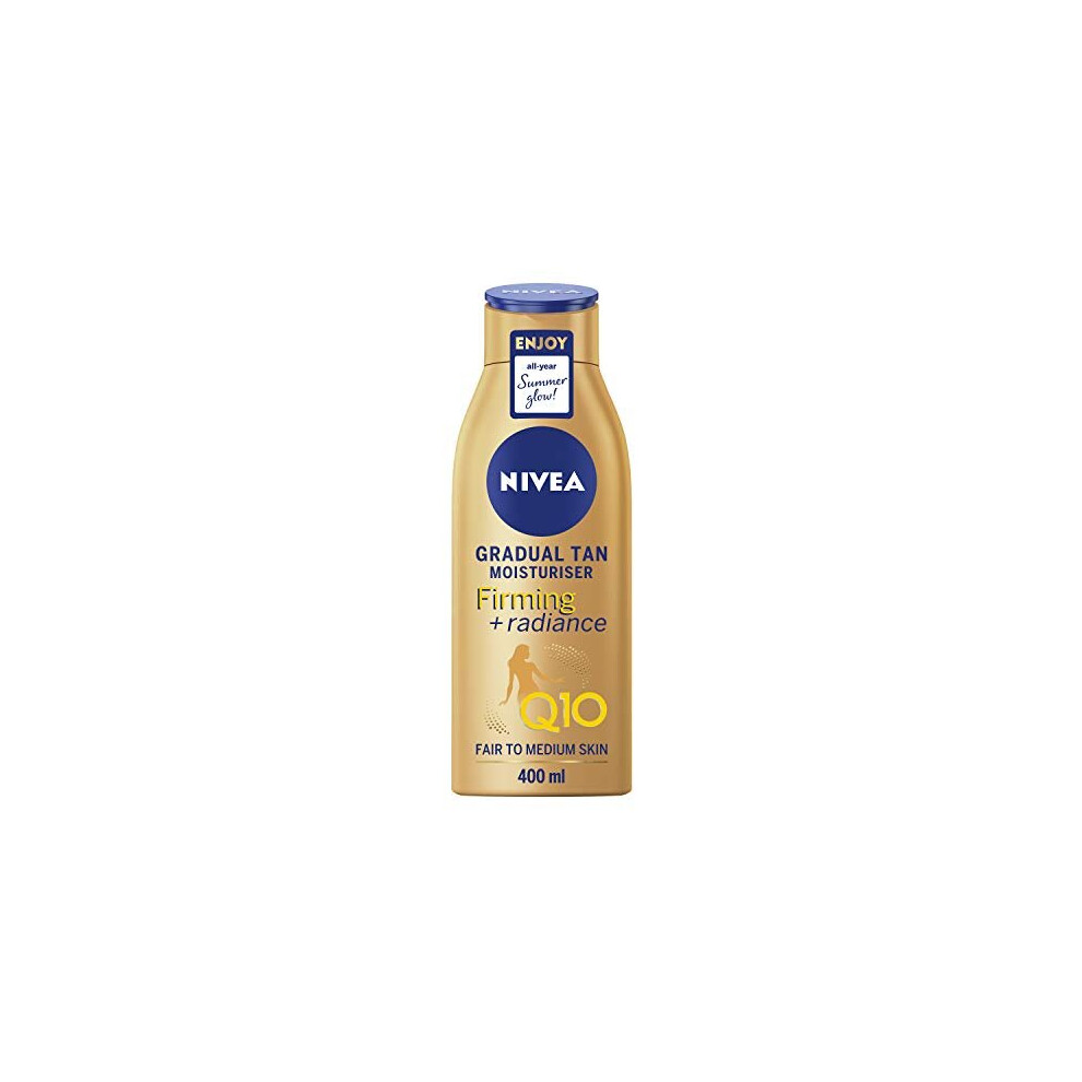 Nivea Q10 Firming + Radiance Gradual Tan (400 ml), Tan Activating Firming Cream with Q10, Supports a Gradual Tan, Tanning Moisturiser for a Sun-Kissed