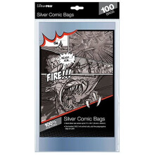 Ultra Pro Unisex's 7-1/4" X 10-1/2" Comic Bags-Silver Age Size 18.4Cm X 26.5Cm (100Ct) X1, Multi Colour, PACK