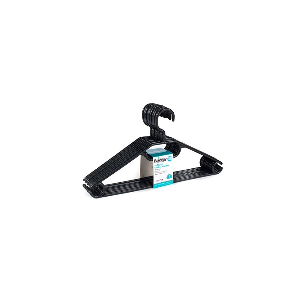 Beldray Beldrayâã La050779blk Plastic Clothes Coat Trousers Hangers | Pack Of 10 | Black